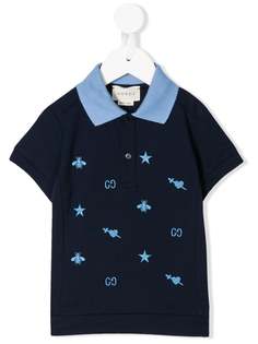 Gucci Kids GG and bee embroidered polo shirt