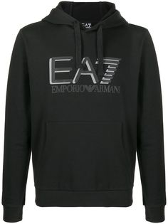 Ea7 Emporio Armani logo print drawstring hoodie
