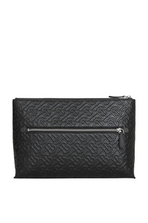 Черная папка из кожи с тиснением Burberry