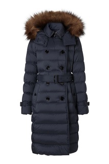 Синий приталенный пуховик Burberry