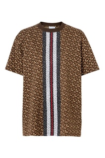 Коричневая футболка с логотипами Burberry