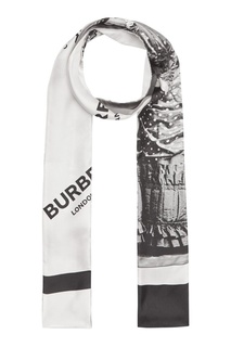 Черно-белый узкий шарф Burberry