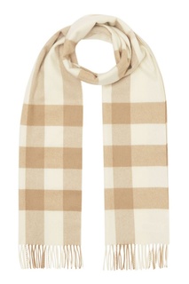 Бежевый шарф с длинной бахромой Burberry
