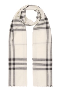 Белый шарф из шерсти и шелка Burberry