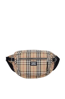 Бежевая клетчатая сумка Burberry