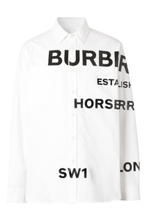 Белая рубашка с крупным логотипом Burberry