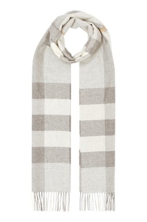 Светло-серый клетчатый шарф Burberry