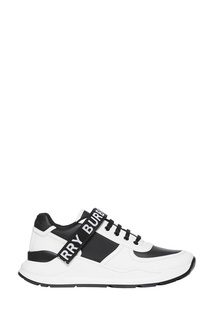 Черно-белые кроссовки с текстильной застежкой Burberry