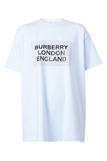 Светло-голубая футболка с принтом Burberry