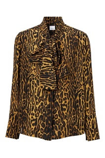 Шелковая блуза с леопардовым принтом Burberry