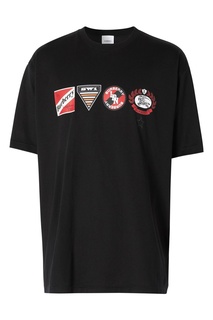 Черная футболка с принтованным логотипом Burberry