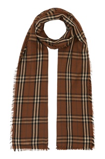 Темно-коричневый шарф в клетку Burberry
