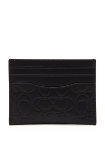 Черный картхолдер из тисненой кожи Coach