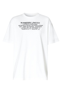 Белая футболка с принтом-геолокацией Burberry