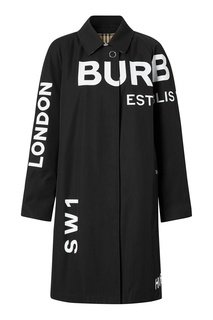 Черный плащ с текстовым принтом Burberry