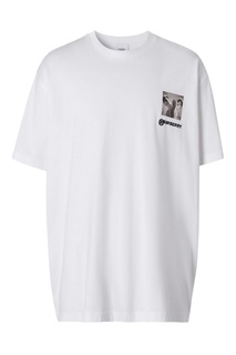 Белая хлопковая футболка с логотипом Burberry