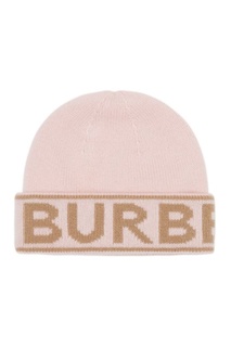 Розовая шапка с надписью Burberry