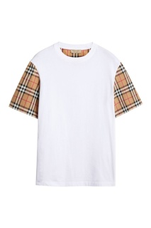 Удлиненная футболка с клетчатыми рукавами Burberry