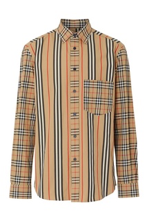 Бежевая рубашка в клетку и полоску Burberry