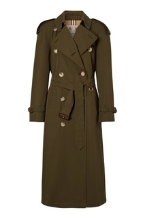 Двубортный тренч цвета хаки Burberry