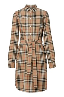 Платье-рубашка в клетку с поясом Burberry