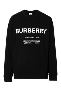 Черная толстовка с белым принтом Burberry