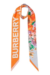 Узкий шелковый шарф с цветочным принтом Burberry