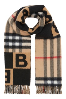 Бежевый шарф с комбинированным принтом Burberry