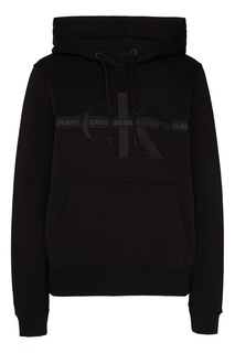 Черное худи с вышитым логотипом Calvin Klein