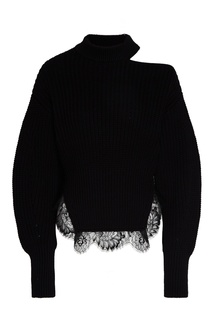 Черный свитер с кружевной отделкой Self Portrait