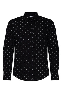 Черная рубашка с белыми логотипами Calvin Klein