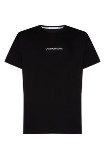 Черная хлопковая футболка с логотипом Calvin Klein