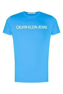 Голубая футболка с логотипом Calvin Klein