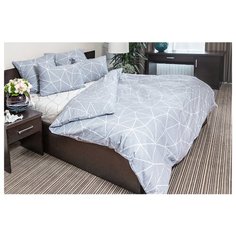 Постельное белье семейное Ночь Нежна Грани 50х70 см поплин серый