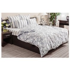 Постельное белье евростандарт Ночь Нежна Нежный силуэт 50х70 см, поплин серый