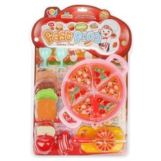 Набор продуктов с посудой Наша игрушка для резки 666-170AB оранжевый/красный