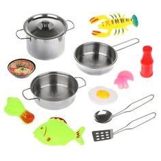 Набор продуктов с посудой Наша игрушка 22-3 серебристый