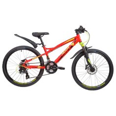 Подростковый горный (MTB) велосипед Novatrack Tornado HD 24 (2019) с крыльями красный 13" (требует финальной сборки)