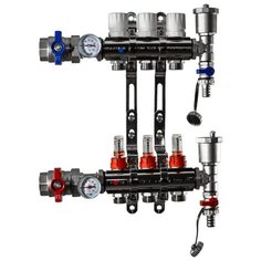 Коллекторная группа Tim (KA003) 1", 3 вых., расходомер, воздухоотводчик, сливной кран, термометр