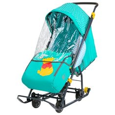 Санки-коляска Nika Disney baby 1 (DB1) с Винни изумрудный