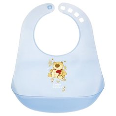 Canpol Babies Нагрудник Colourful plastic bib, 1 шт., расцветка: голубой медведь