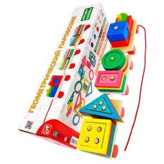 Каталка-игрушка АНДАНТЕ Геометрический Паровозик (RDI-D086a) красный/зеленый/синий/желтый