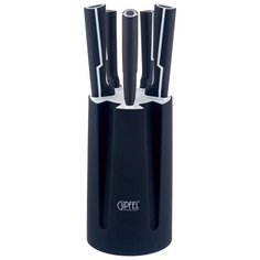 Набор GIPFEL 5 ножей с подставкой 8473 черный / белый