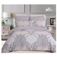 Постельное белье евростандарт СайлиД B-191, сатин серый/розовый