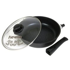 Сковорода Мечта Гранит С024 24 см, с крышкой, гранит