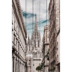 Картина на дереве Дом Корлеоне Собор Барселона 120x180 см