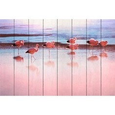 Картина на дереве Дом Корлеоне Фламинго на берегу реки 30x40 см