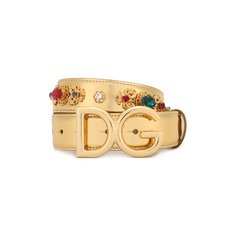 Ремень из металлизированной кожи с отделкой кристаллами Dolce & Gabbana