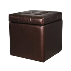 Пуф Квадро с ящиком экокожа коричневый Шарм Дизайн
