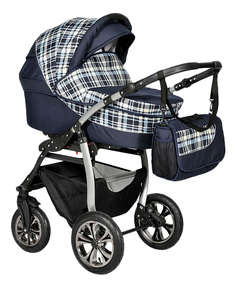 Коляска 2 в 1 Indigo Charlotte синий в клетку